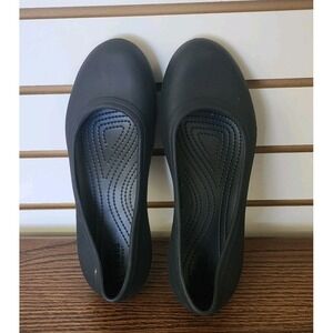 CROCS Women Iconic Comfort Black Ballerina Flats Slip On Shoes Slip Resistant  9